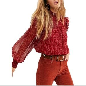 Free People flower Blouse size small